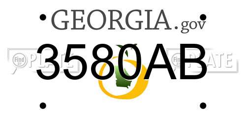 3580AB Georgia License Plate