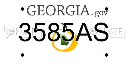 3585AS Georgia License Plate