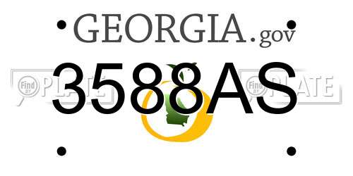 3588AS Georgia License Plate