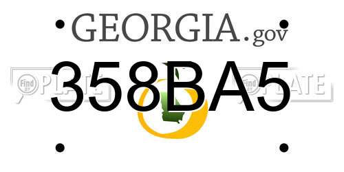 358BA5 Georgia License Plate