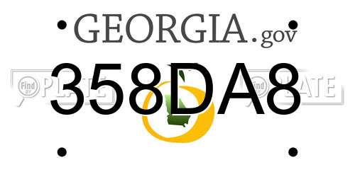 358DA8 Georgia License Plate