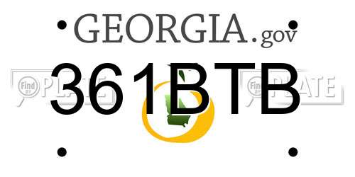 361BTB Georgia License Plate
