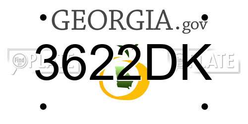 3622DK Georgia License Plate