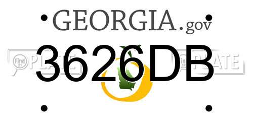 3626DB Georgia License Plate