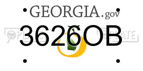 3626OB Georgia License Plate