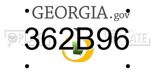 362B96 Georgia License Plate