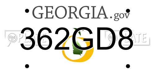 362GD8 Georgia License Plate