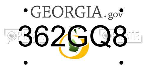 362GQ8 Georgia License Plate