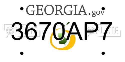 3670AP7 Georgia License Plate