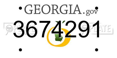 3674291 Georgia License Plate