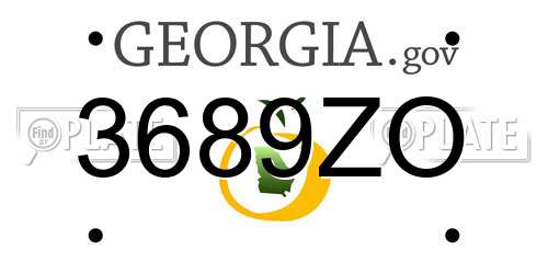 3689ZO Georgia License Plate