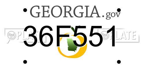 36F551 Georgia License Plate