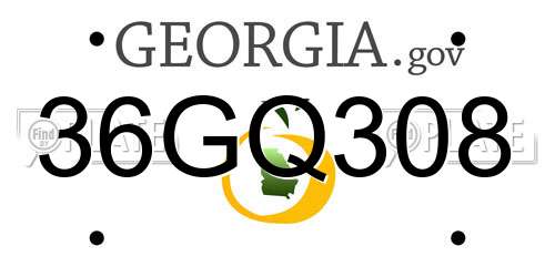 36GQ308 Georgia License Plate