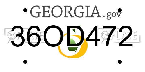 36OD472 Georgia License Plate
