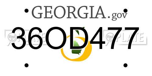 36OD477 Georgia License Plate