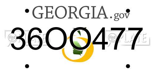36OO477 Georgia License Plate