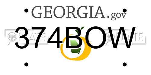 374BOW Georgia License Plate