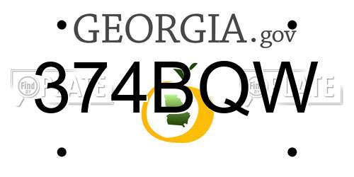 374BQW Georgia License Plate