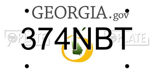 374NBT Georgia License Plate