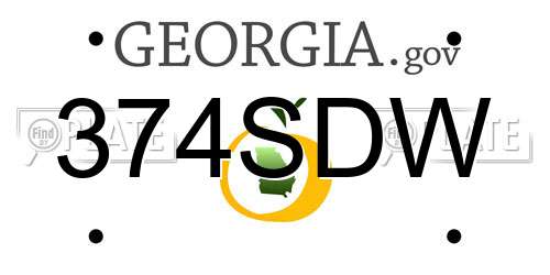 374SDW Georgia License Plate