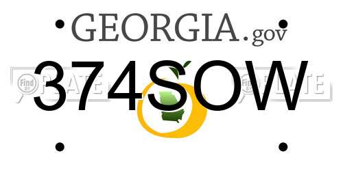 374SOW Georgia License Plate