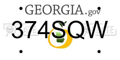 374SQW Georgia License Plate