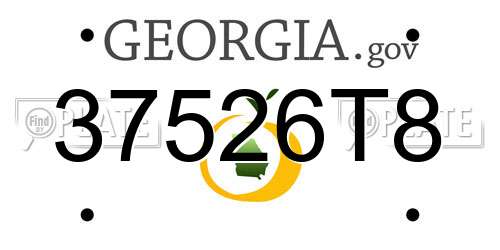 37526T8 Georgia License Plate