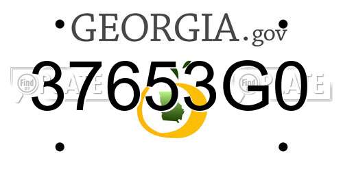 37653G0 Georgia License Plate