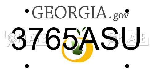 3765ASU Georgia License Plate