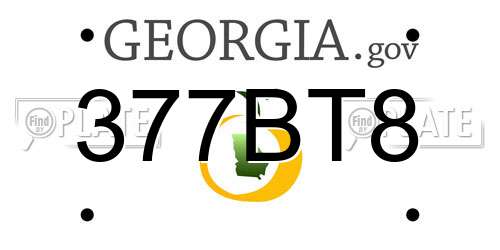 377BT8 Georgia License Plate