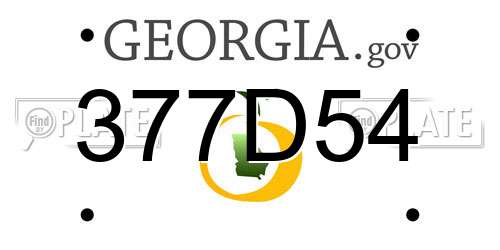 377D54 Georgia License Plate