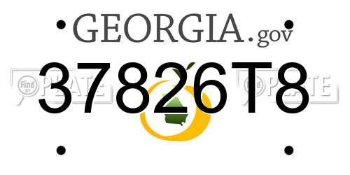 37826T8 Georgia License Plate