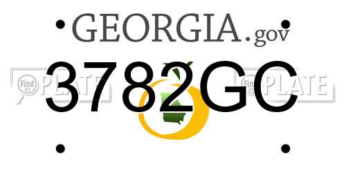 3782GC Georgia License Plate