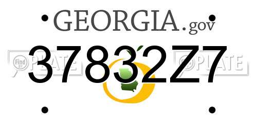 37832Z7 Georgia License Plate