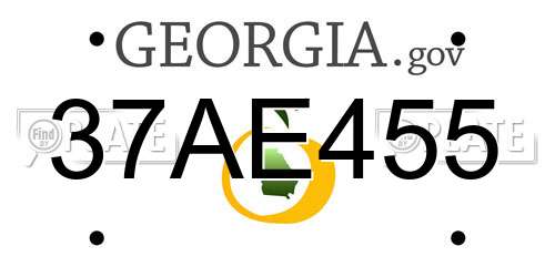 37AE455 Georgia License Plate