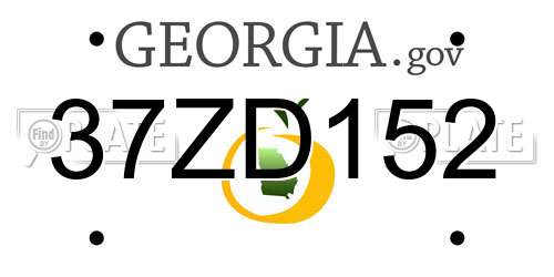 37ZD152 Georgia License Plate