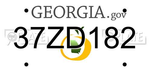 37ZD182 Georgia License Plate
