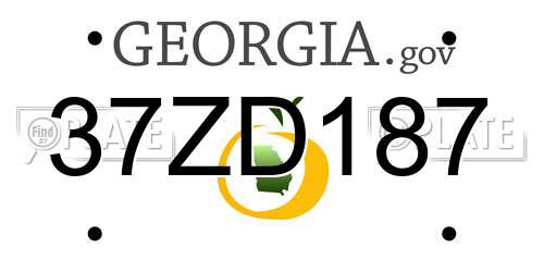 37ZD187 Georgia License Plate