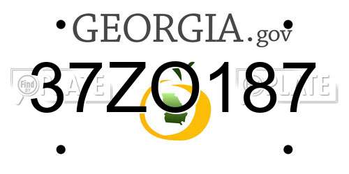 37ZO187 Georgia License Plate