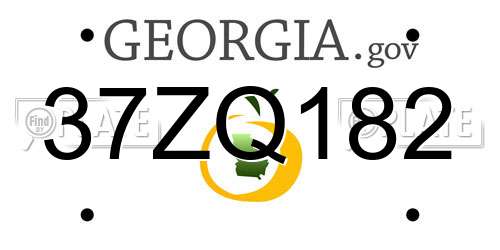 37ZQ182 Georgia License Plate
