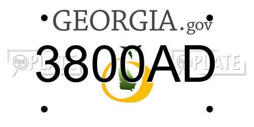 3800AD Georgia License Plate