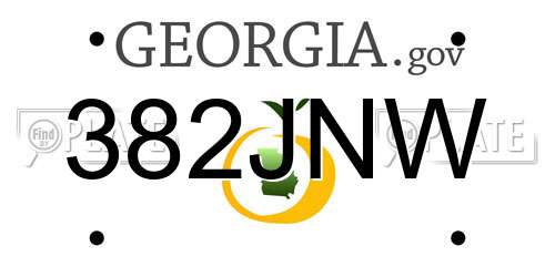 382JNW Georgia License Plate