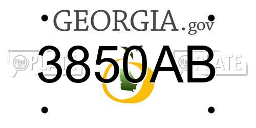 3850AB Georgia License Plate