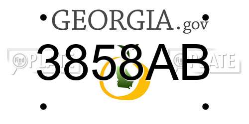 3858AB Georgia License Plate
