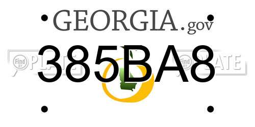 385BA8 Georgia License Plate