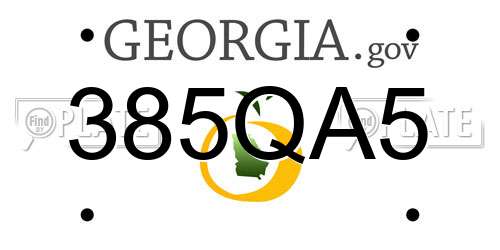 385QA5 Georgia License Plate