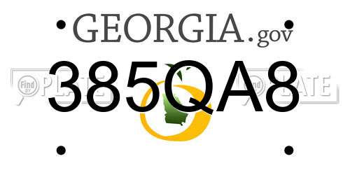 385QA8 Georgia License Plate