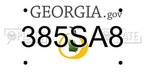 385SA8 Georgia License Plate