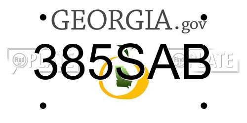 385SAB Georgia License Plate