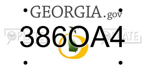 386OA4 Georgia License Plate